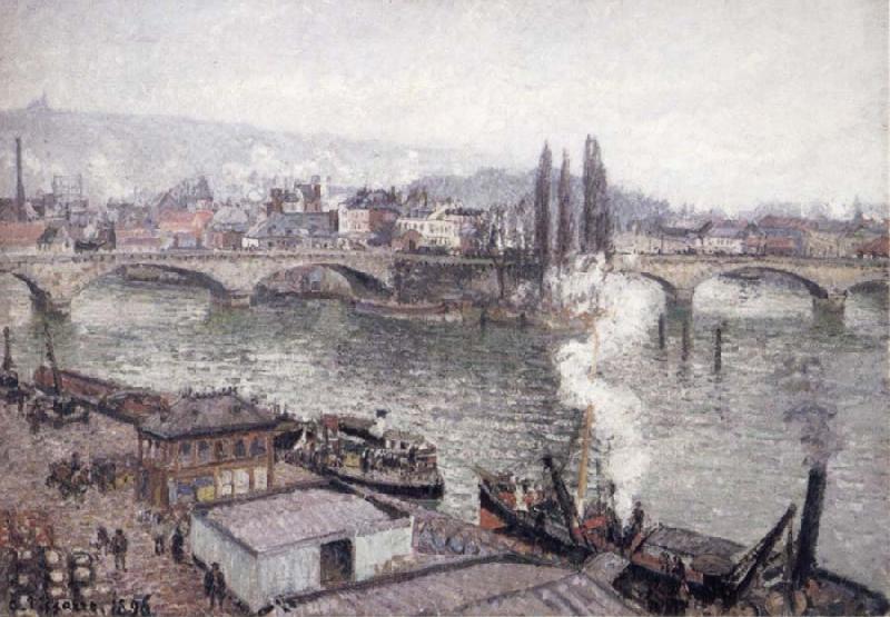 Camille Pissarro The Stone bridge in Rouen,dull weather Norge oil painting art